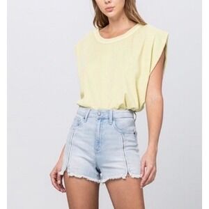 Insane Gene No Nope Zip Fly Denim Shorts Light Wash Zipper Detail Small